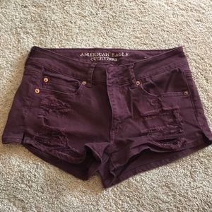 Maroon ripped shorts